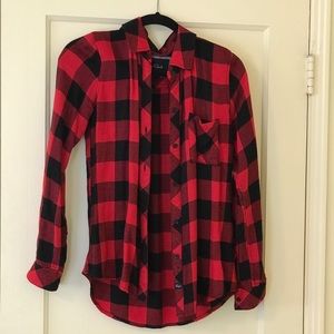 Rails check flannel button up red and black